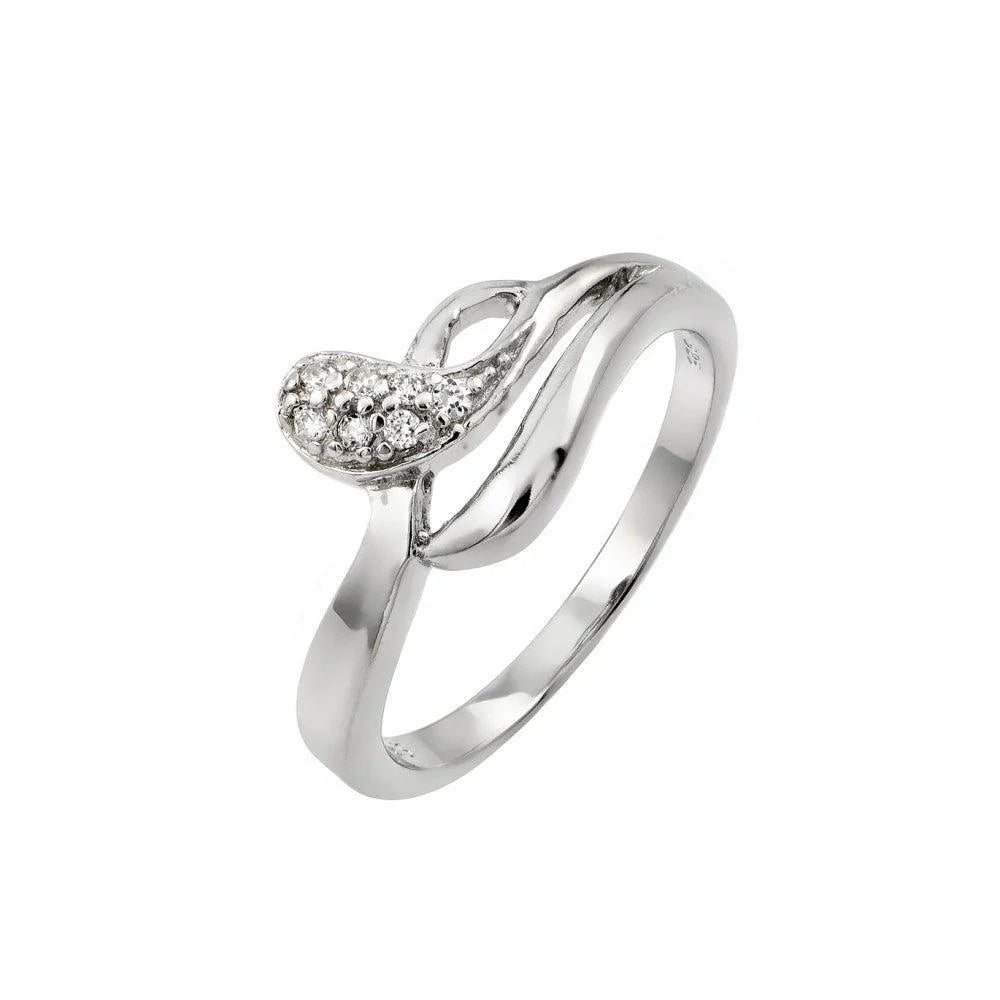 925 Silver Rhodium Plated Clear Pave Set CZ Snake Ring