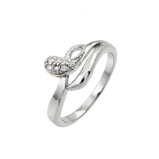 925 Silver Rhodium Plated Clear Pave Set CZ Snake Ring