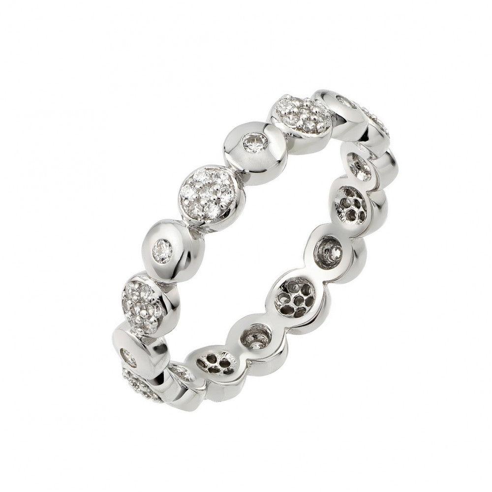 925 Silver Rhodium Plated Clear CZ Inlay Circle Eternity Ring