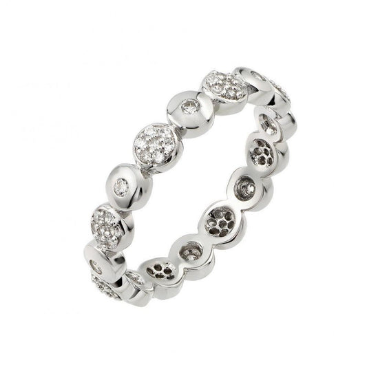 925 Silver Rhodium Plated Clear CZ Inlay Circle Eternity Ring