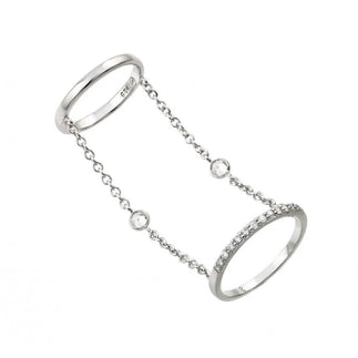 925 Silver Rhodium Plated Small Round CZ Slave Wire Ring