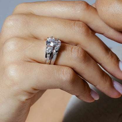 925 Sterling Silver Rhodium Plated Stackable CZ Rings