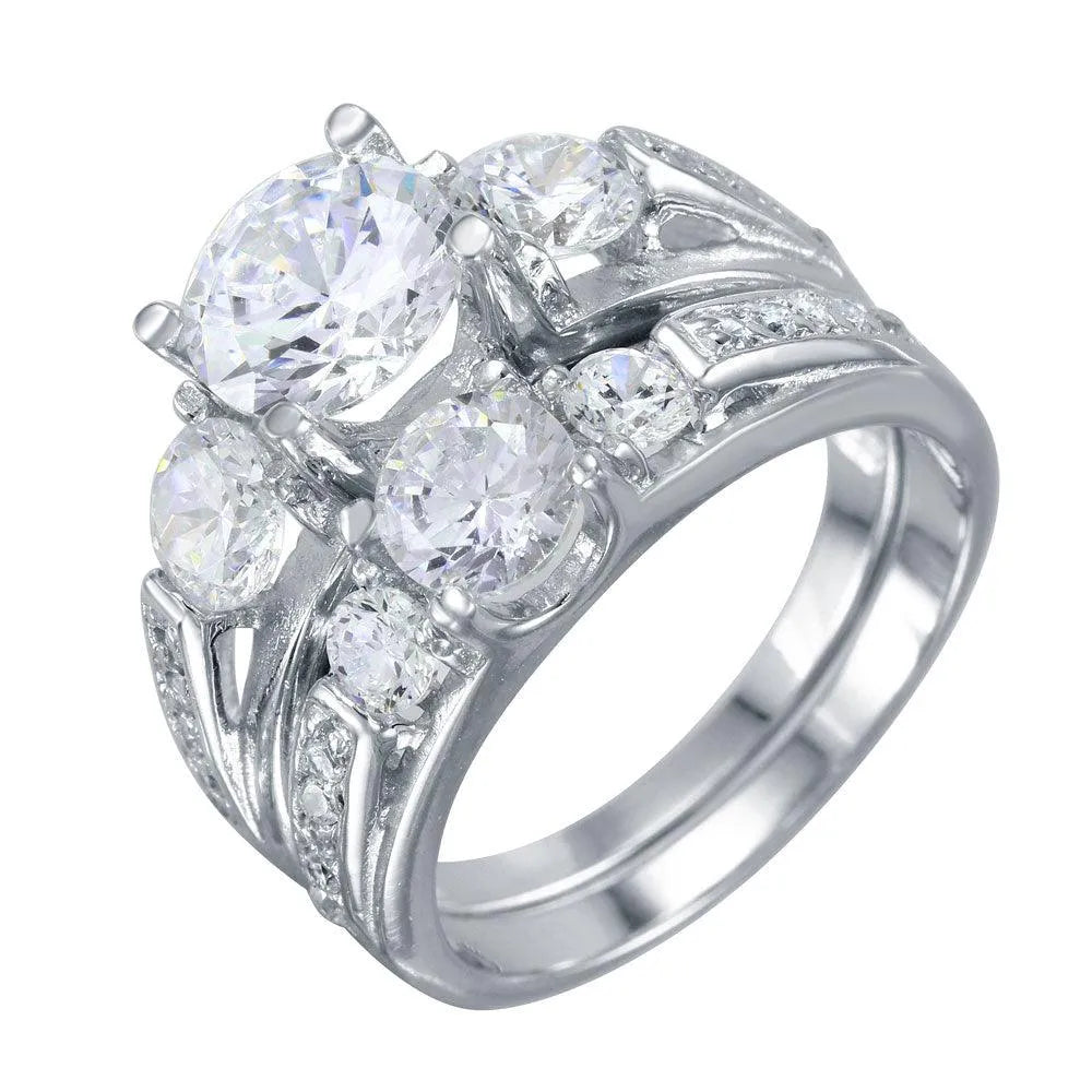 925 Sterling Silver Rhodium Plated Stackable CZ Rings