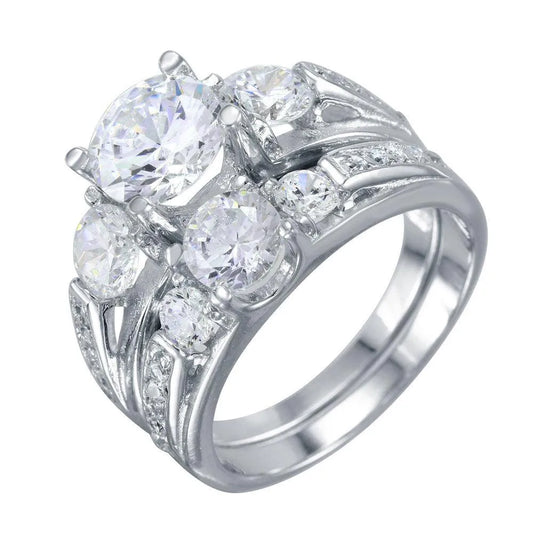 925 Sterling Silver Rhodium Plated Stackable CZ Rings
