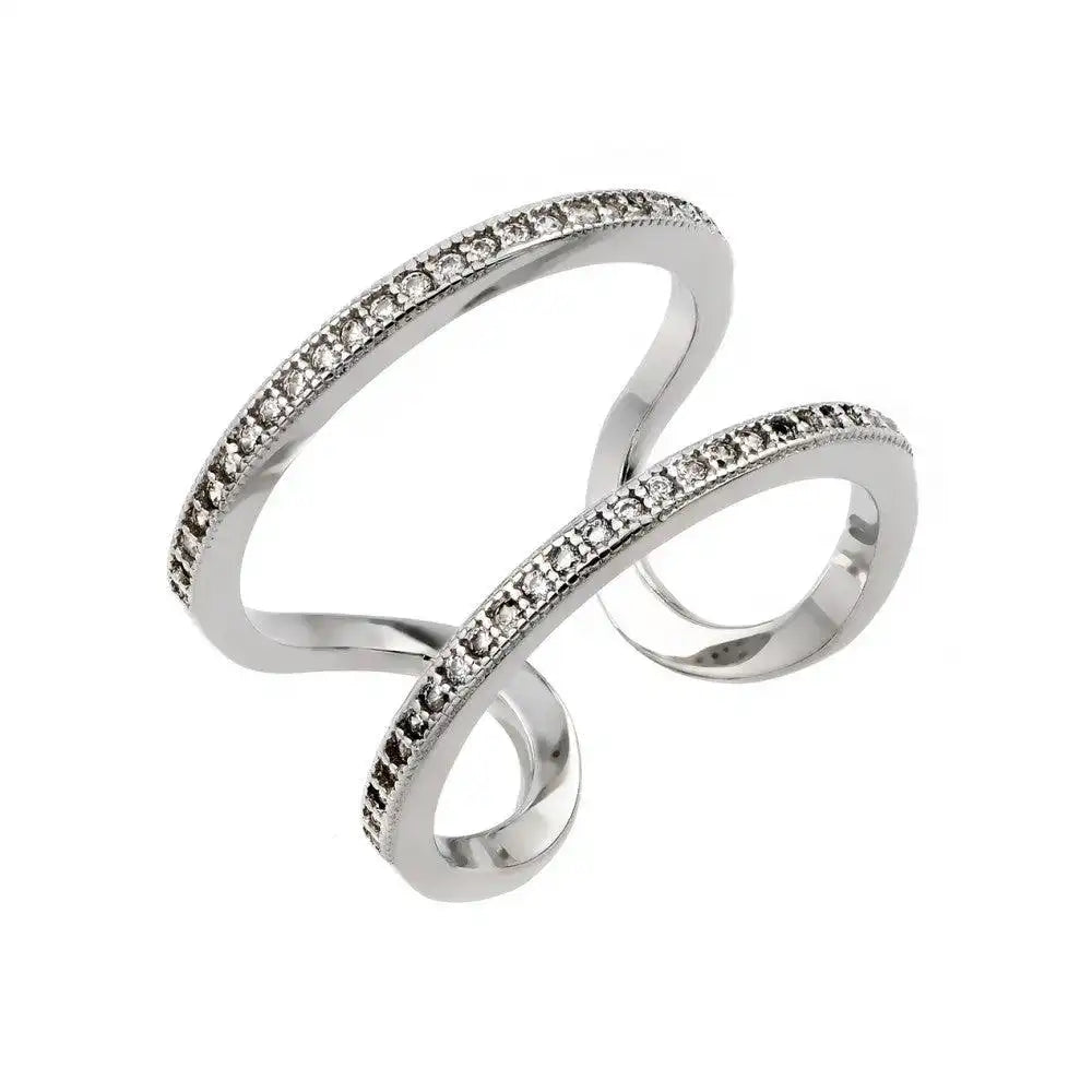 925 Sterling Silver Rhodium Plated Entangling Ring