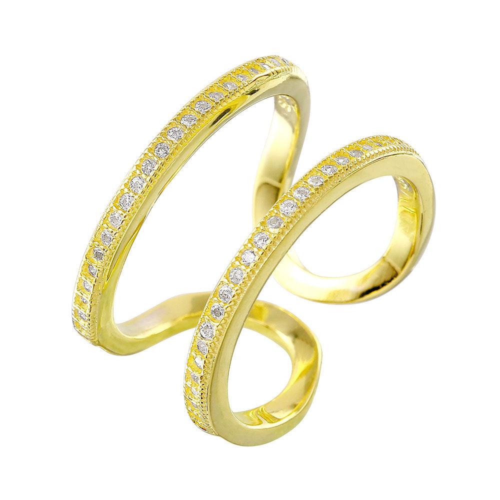 925 Silver Gold Plated Entangling Ring