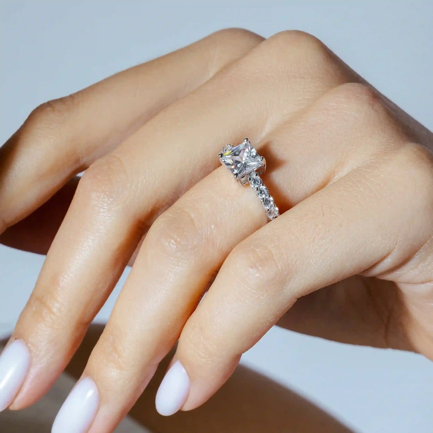 925 Sterling Silver Rhodium Plated CZ Ring