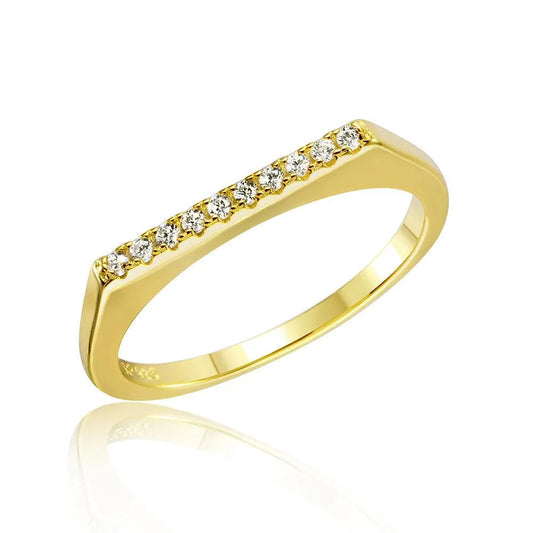 925 Sterling Silver Gold Plated Stackable Flat Top CZ Ring
