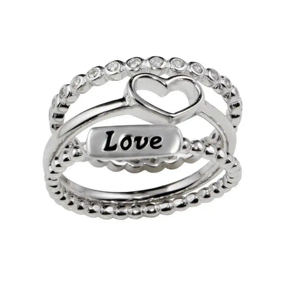 925 Sterling Silver Rhodium Plated Stackable Love Rings