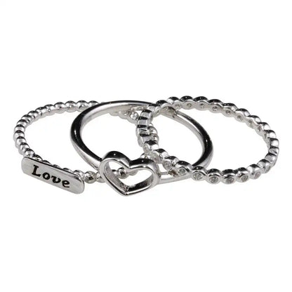 925 Sterling Silver Rhodium Plated Stackable Love Rings