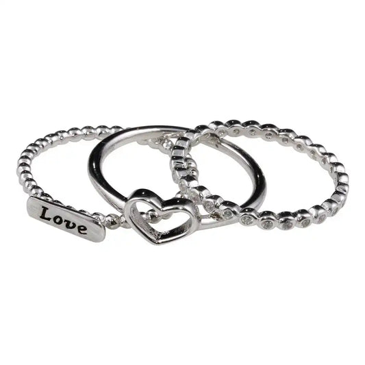 925 Sterling Silver Rhodium Plated Stackable Love Rings