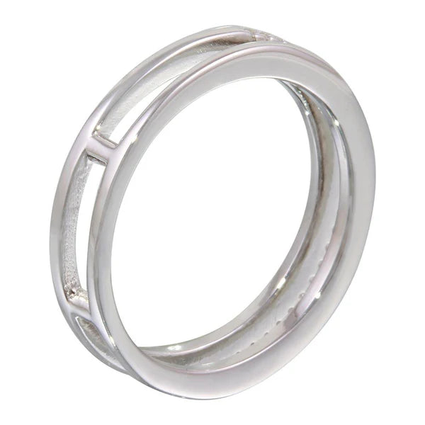 925 Sterling Silver Rhodium Plated Two Row Ring with CZ