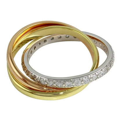 925 Sterling Silver Three-Tone Ring Set with CZ