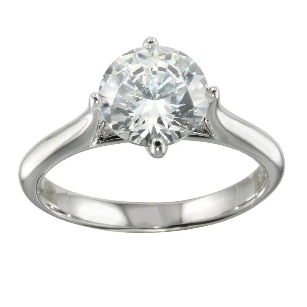 925 Sterling Silver Rhodium Plated CZ Stone Ring