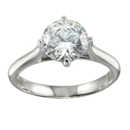 925 Sterling Silver Rhodium Plated CZ Stone Ring