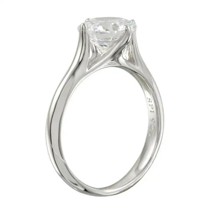 925 Sterling Silver Rhodium Plated CZ Stone Ring