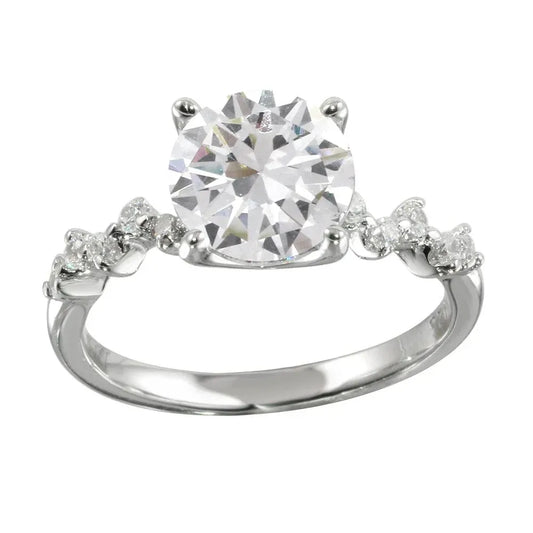 925 Sterling Silver Rhodium Plated CZ Ring
