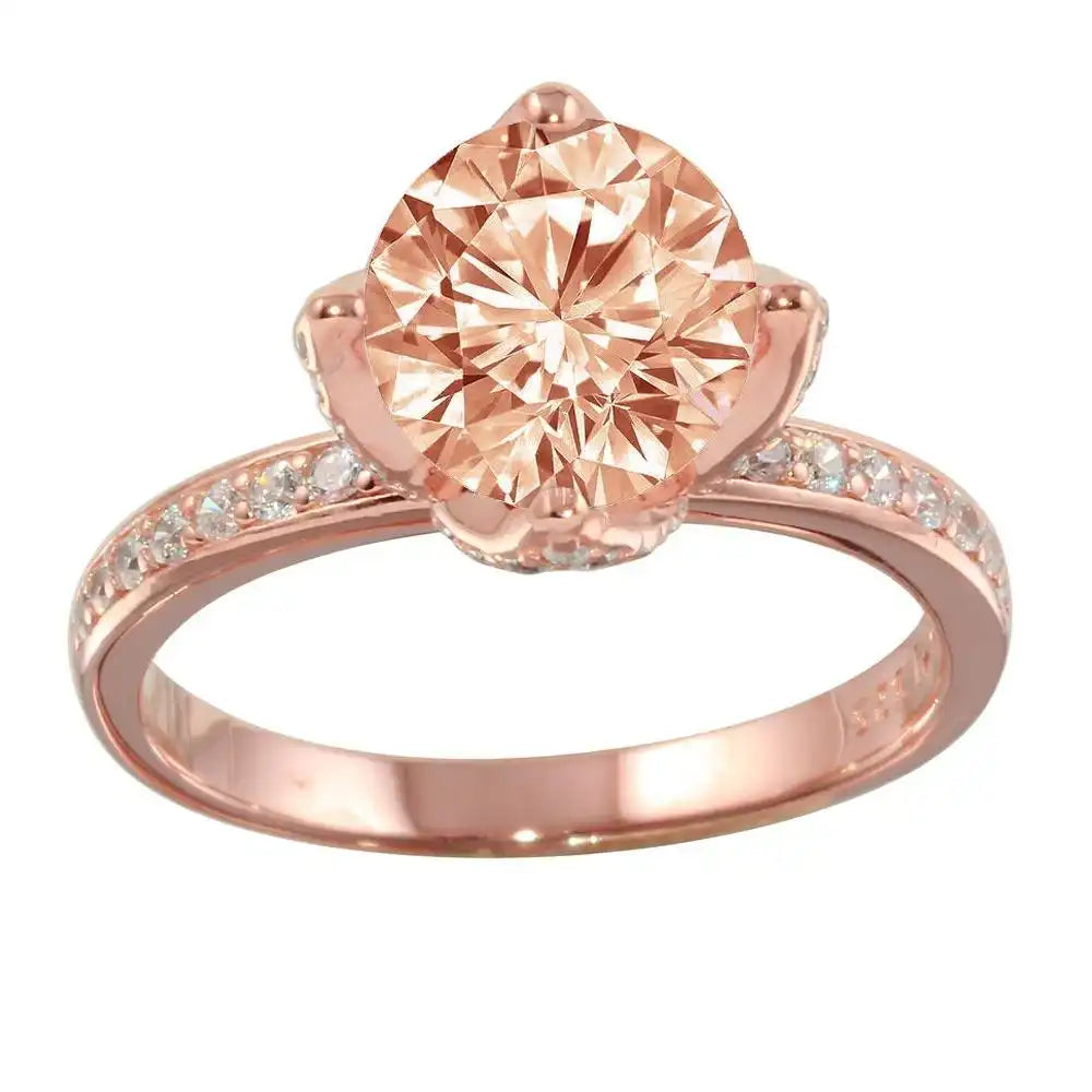 925 Sterling Silver Rose Gold Plated CZ Ring