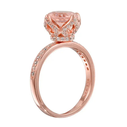 925 Sterling Silver Rose Gold Plated CZ Ring