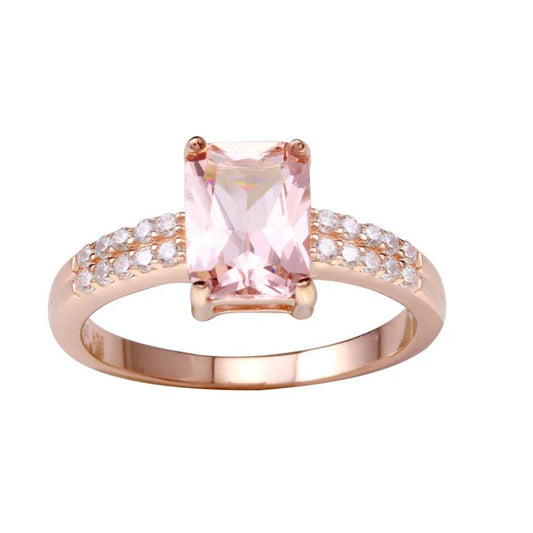 925 Sterling silver Rose Gold Plated Pink CZ Stone Ring