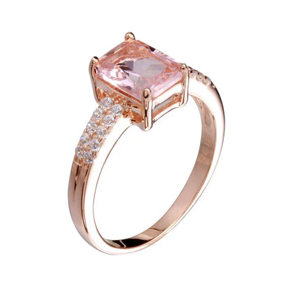 925 Sterling silver Rose Gold Plated Pink CZ Stone Ring