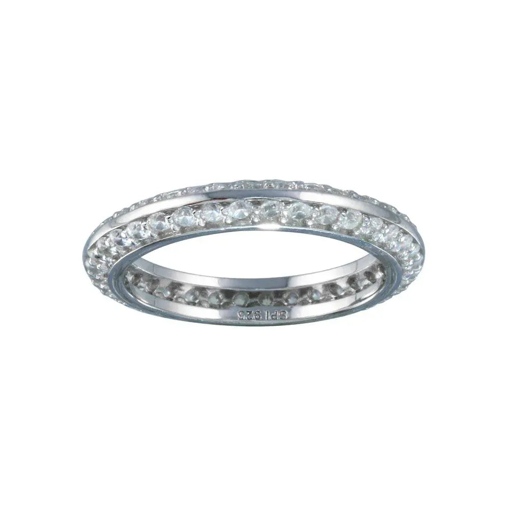 925 Sterling Silver Rhodium Plated Eternity Pave CZ Ring