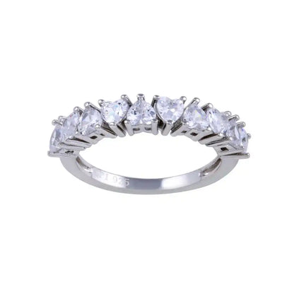 925 Sterling Silver Rhodium Plated Multi Heart CZ Ring