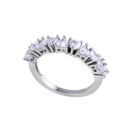 925 Sterling Silver Rhodium Plated Multi Heart CZ Ring