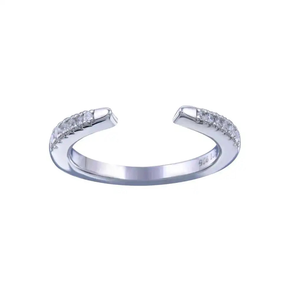 925 Sterling Silver Rhodium Plated Open CZ Band Ring