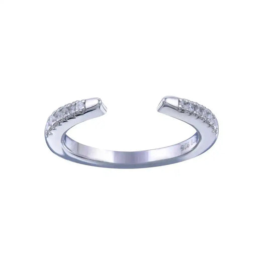 925 Sterling Silver Rhodium Plated Open CZ Band Ring