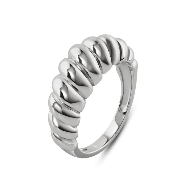 925 Sterling Silver Rhodium Plated Croissant Design Ring 7.9mm