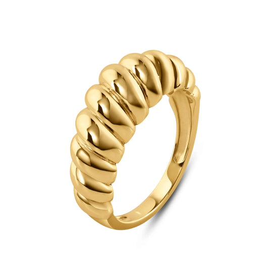 925 Sterling Silver Gold Plated Croissant Design Ring 7.9mm