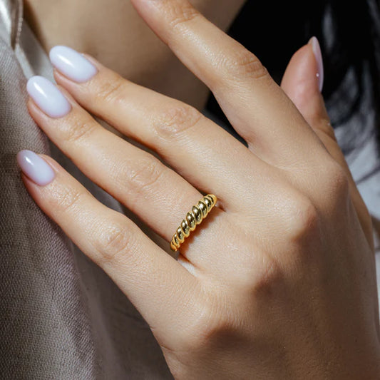925 Sterling Silver Gold Plated Croissant Design Ring