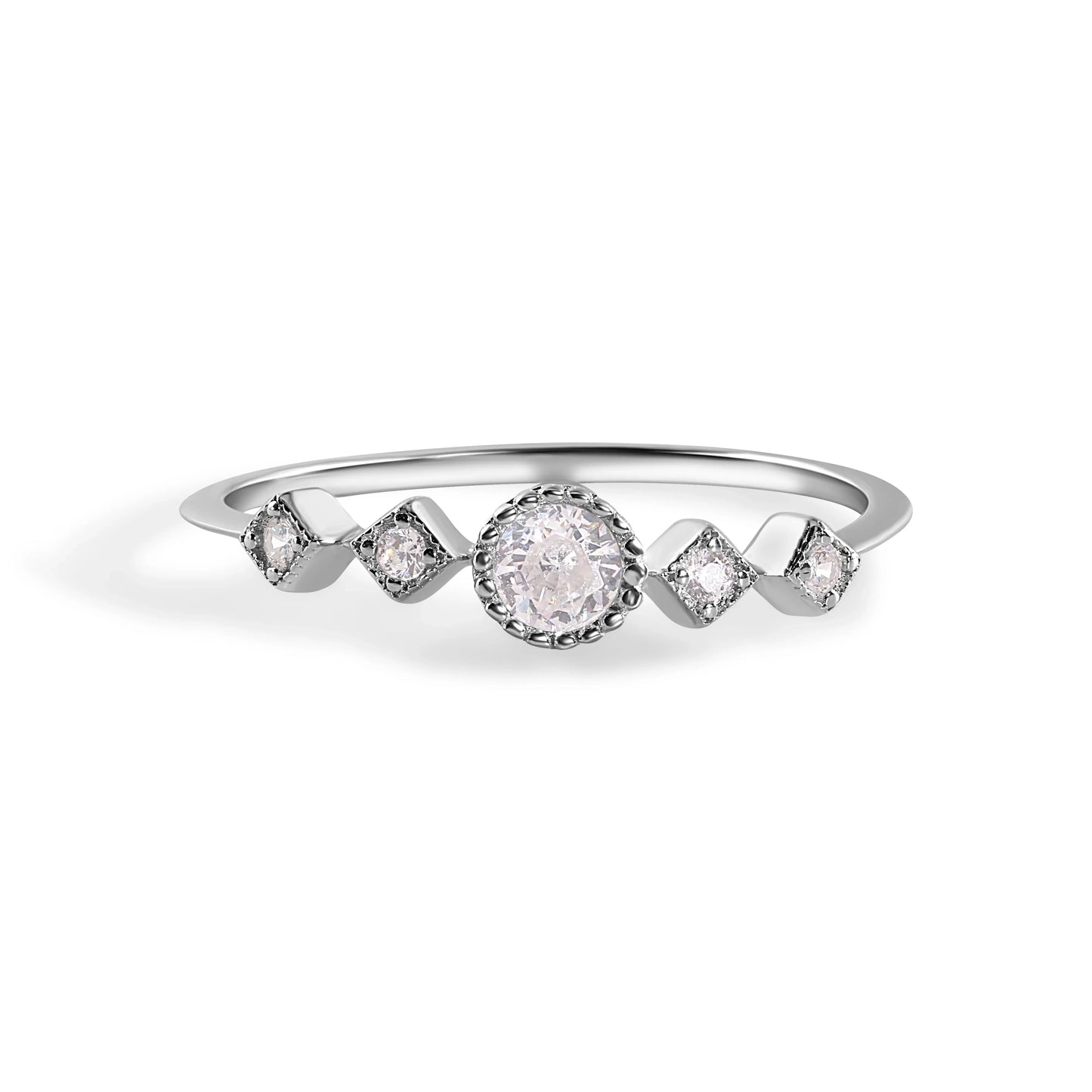 925 Sterling Silver Nickel Free Rhodium Plated Pave Clear CZ Ring