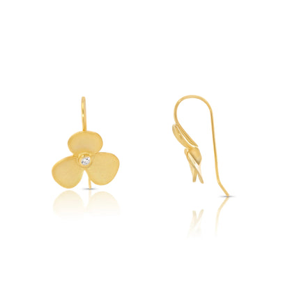 925 Sterling Silver Clearance Gold Plated Flower CZ Hook Earring and Necklace Set