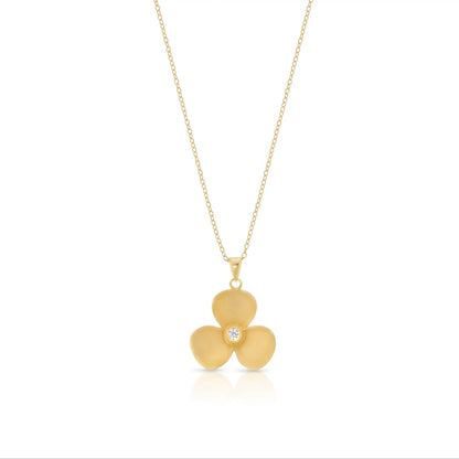 925 Sterling Silver Clearance Gold Plated Flower CZ Hook Earring and Necklace Set