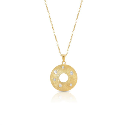 925 Silver Clearance-Gold Plated CZ Disc Earring and Necklace Set
