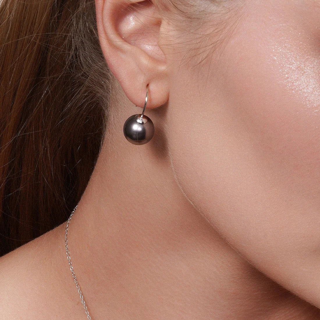 925 Silver Rhodium Plated Grey Fresh Water Pearl Dangling Set