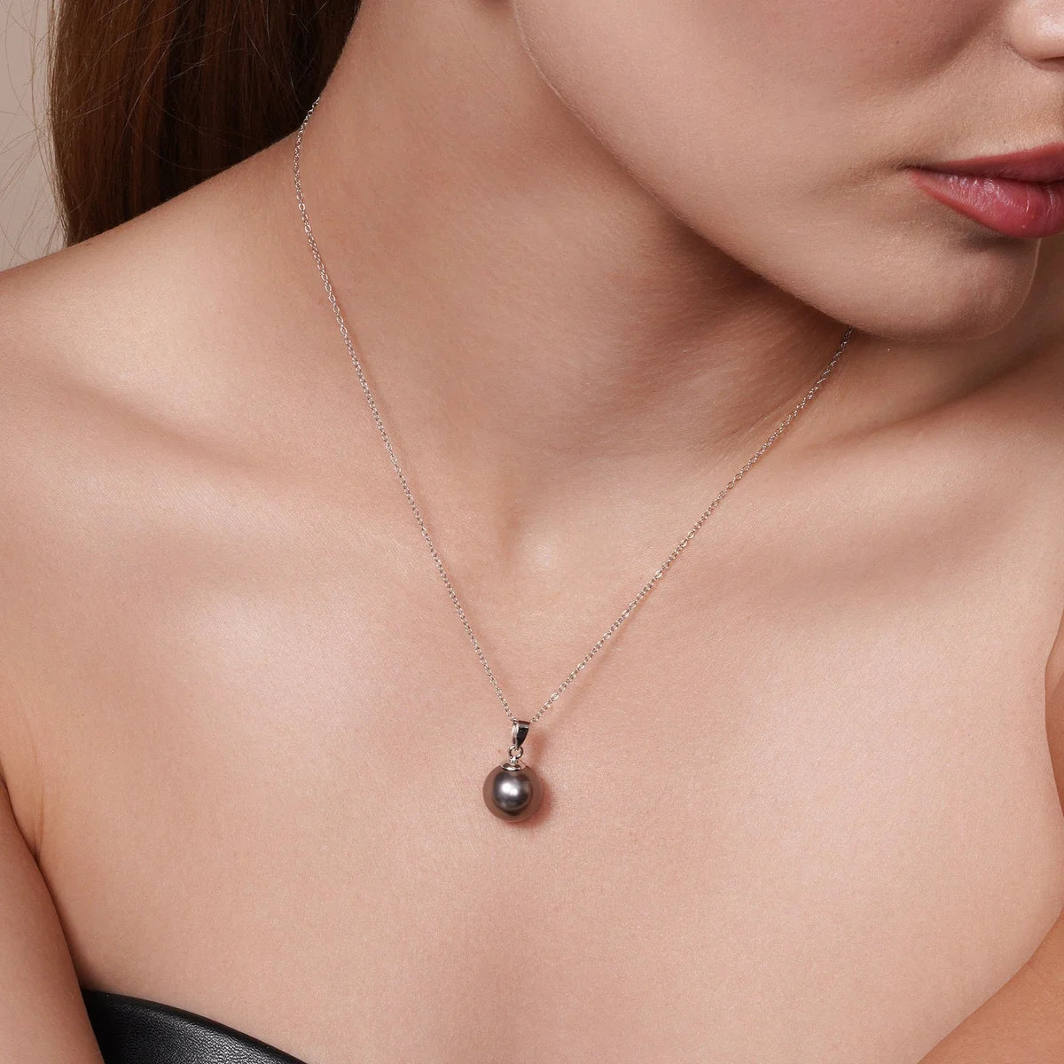 925 Silver Rhodium Plated Grey Fresh Water Pearl Dangling Set