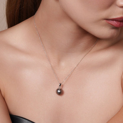 925 Silver Rhodium Plated Grey Fresh Water Pearl Dangling Set
