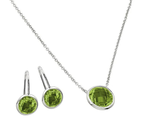 925 Sterling Silver Rhodium Plated CZ Round Birthstone Lever Back Set