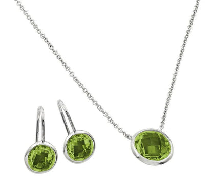 925 Sterling Silver Rhodium Plated CZ Round Birthstone Lever Back Set