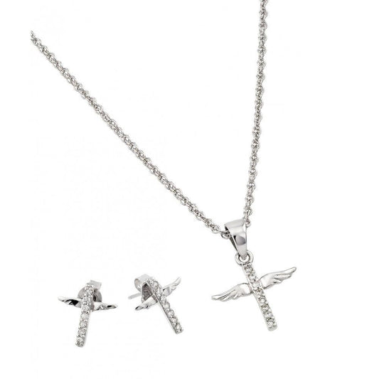 925 Silver Rhodium Plated Wings Set