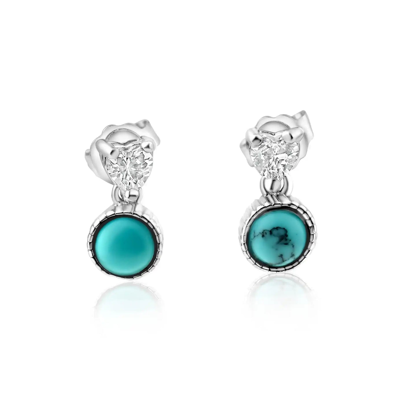 925 Sterling Silver Black Rhodium Turquoise Center Stone Halo Set