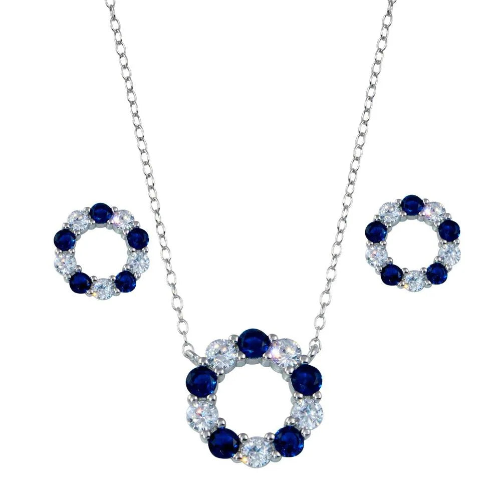 925 Sterling Silver Rhodium Plated Round CZ Set