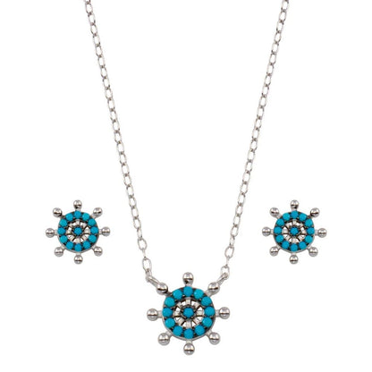 925 Sterling Silver Rhodium Plated Turquoise Galver Sets