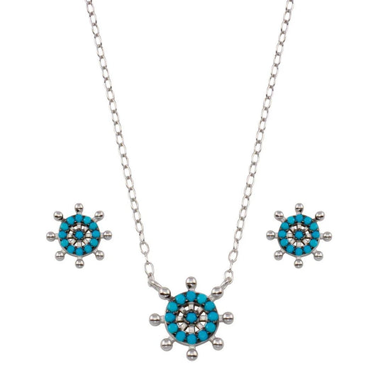925 Sterling Silver Rhodium Plated Turquoise Galver Sets
