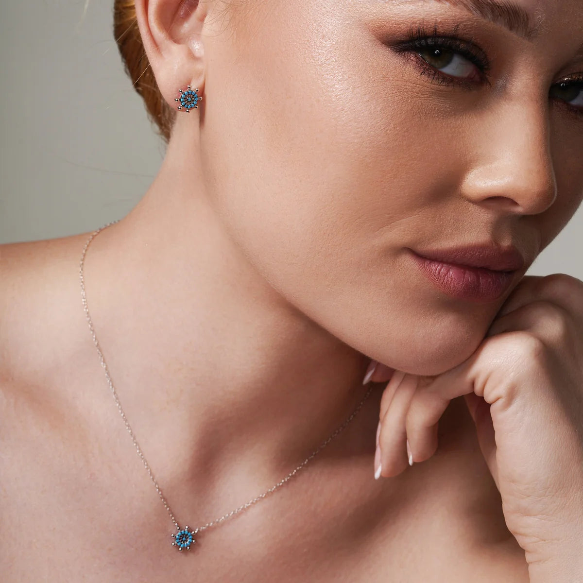 925 Sterling Silver Rhodium Plated Turquoise Galver Sets