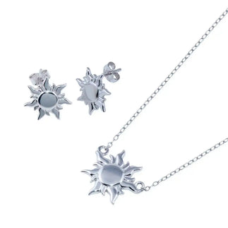 925 Sterling Silver Rhodium Plated Sun Charm Set