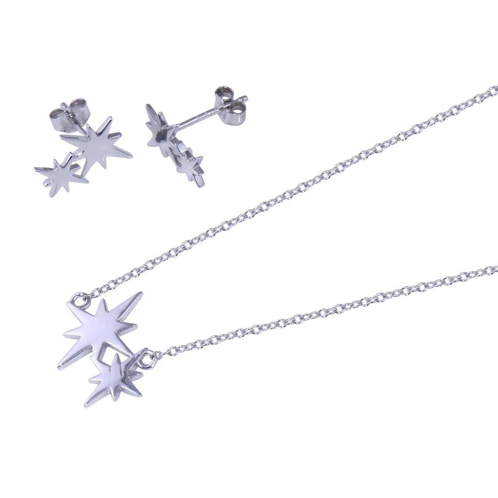 925 Sterling Silver Rhodium Plated Northstar Charm Set